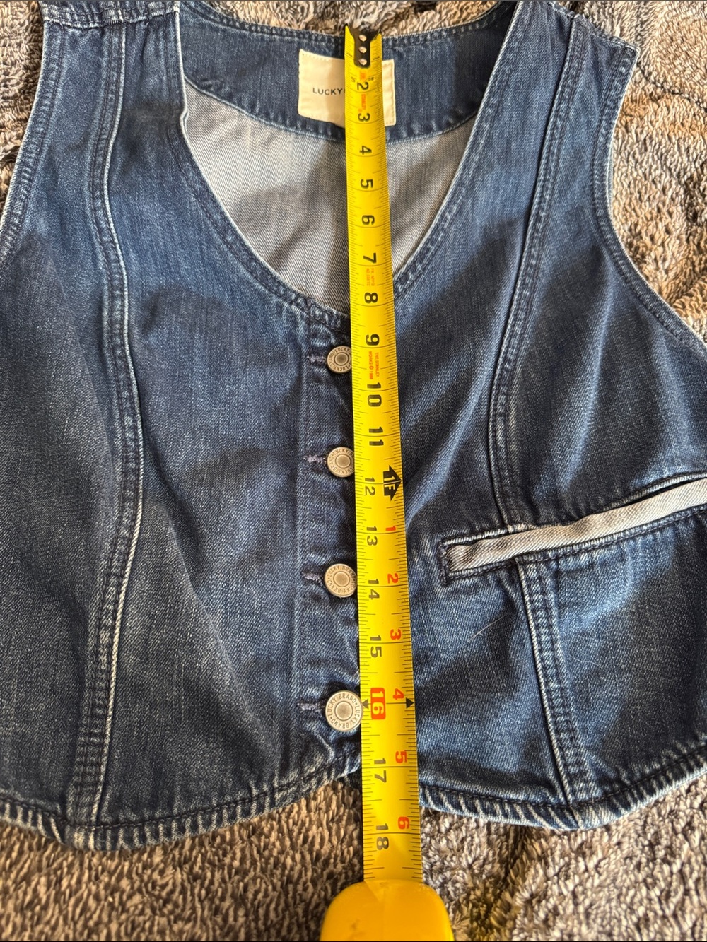 Lucky Brand Indigo Denim Button-Front Vest - Picture 6 of 7